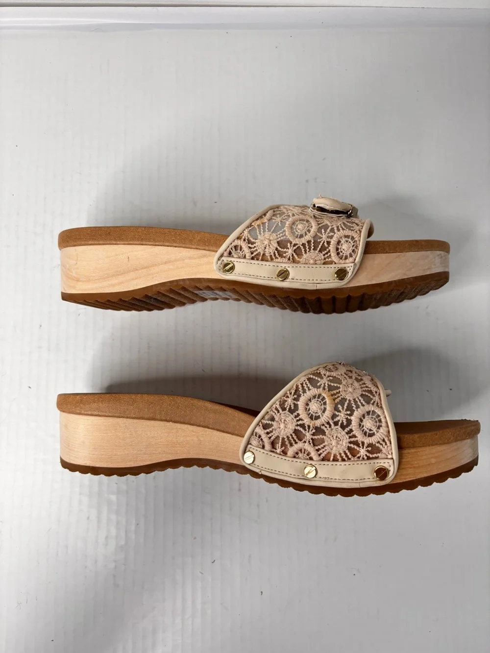Dr. Scholl's Original Too Mesh Crochet Platform Slide Sandals Sz 8 Anthropology